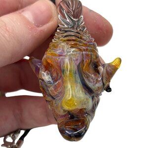 Head Hunter – Handmade Borosilicate Glass Pendant – Gothic Curiosity Accessory